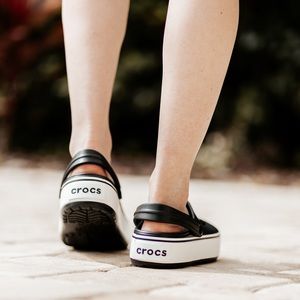 Size 7 Crocs Platform Black with white - brand new